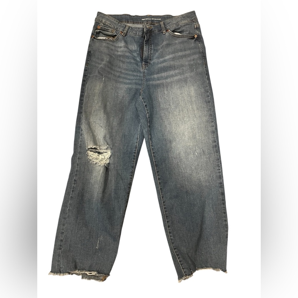 INC International Concepts High Rise Straight Blue Denim
